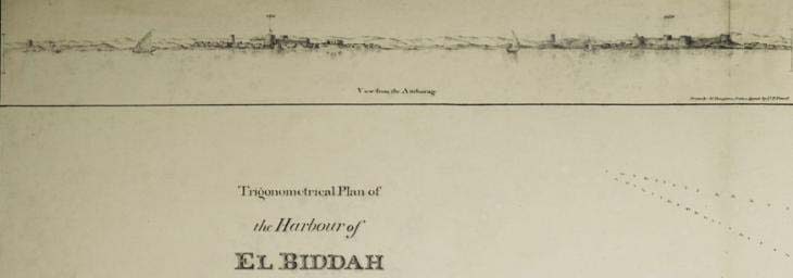 Detail from the trigonometrical plan of the harbour of El Biddah on the Arabian side of the Persian Gulf.