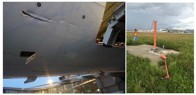 Photos of damage to aircraft and approach lights in Miami