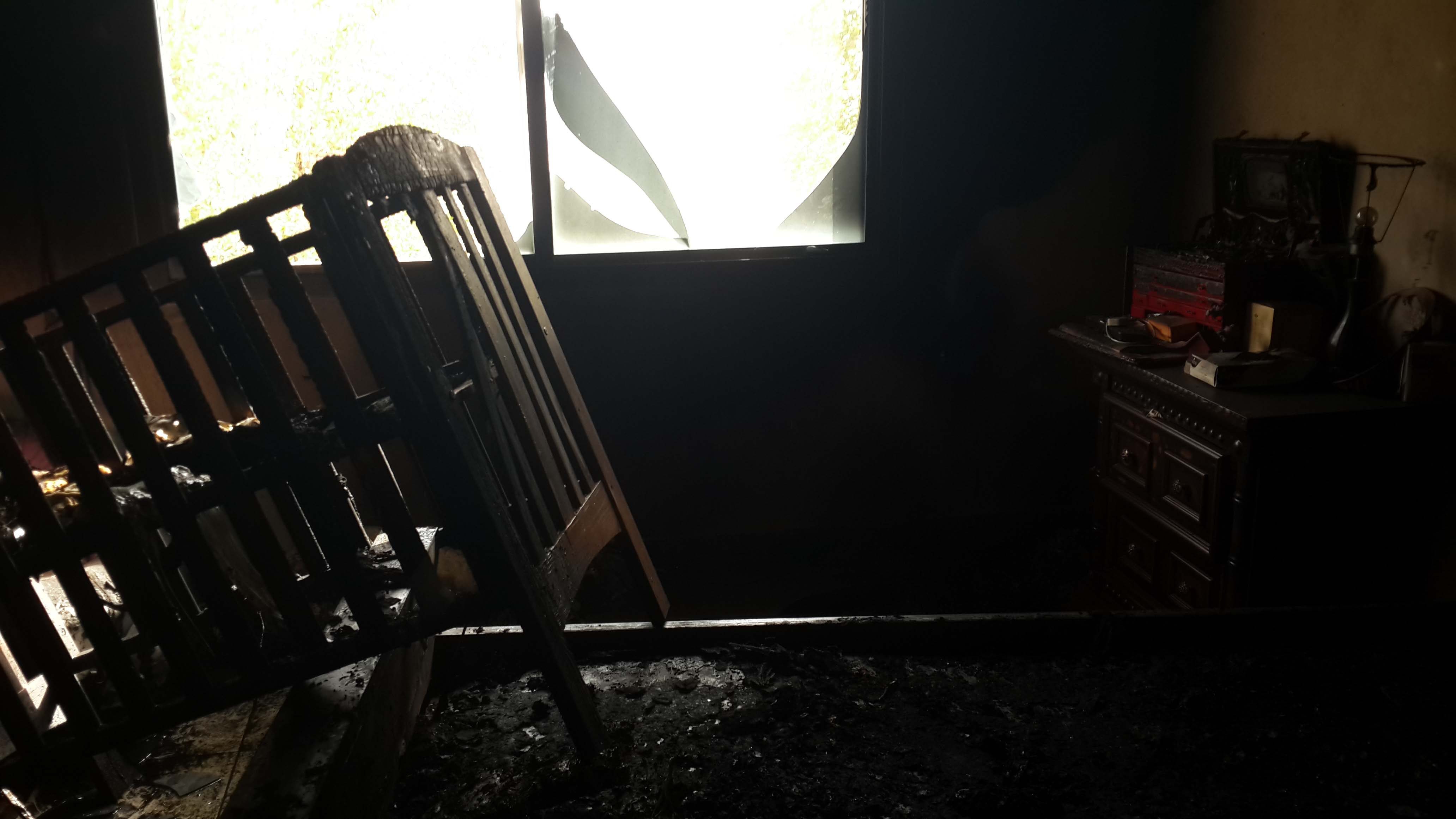 Elizabeth Soffe's bedroom after the fire in 2014