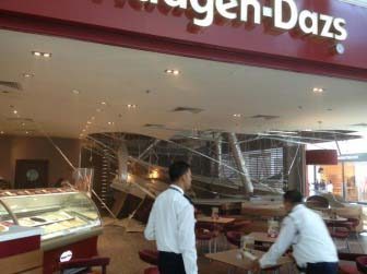Ceiling collapse at Haagen Dazs in Landmark Mall in April 2013