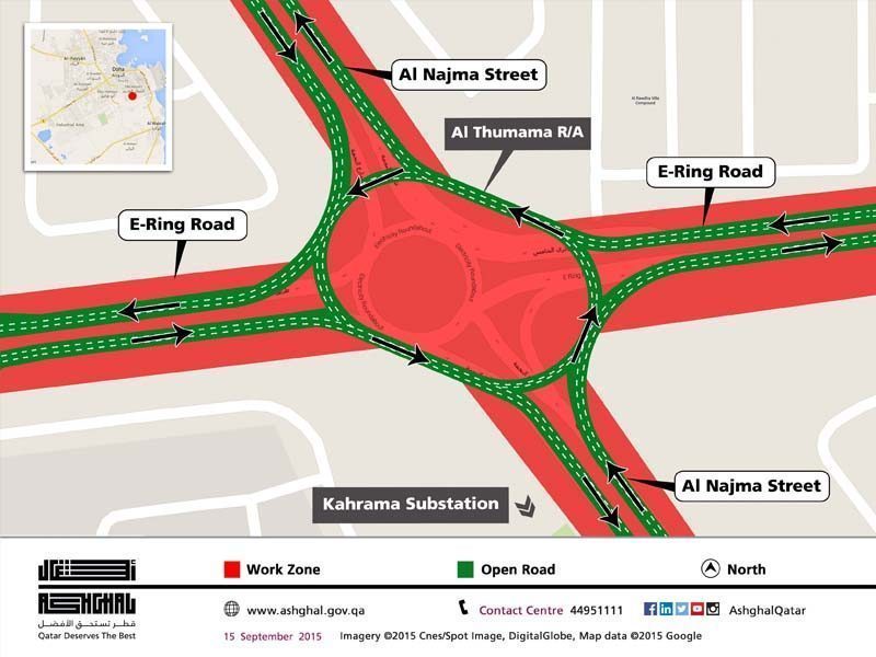Diversions around Al Thumama roundabout