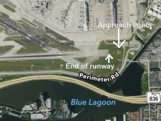 Image showing position of approach lighting system in relation to the end of the runway 09 at Miami Dade