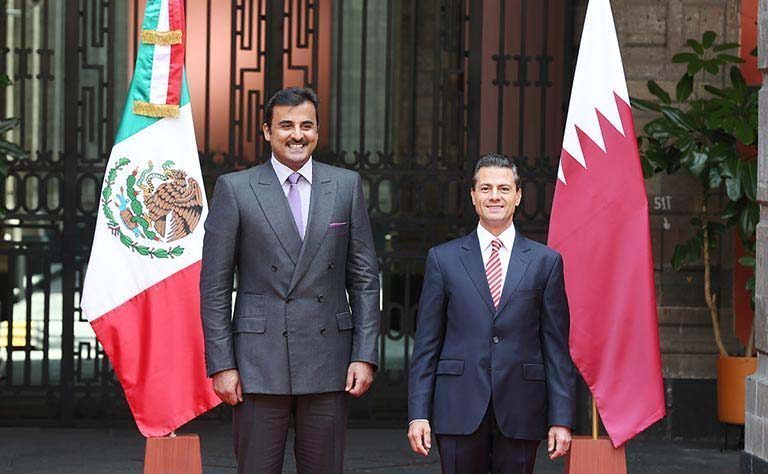 Emir Sheikh Tamim and Mexican President Enrique Pena Nieto