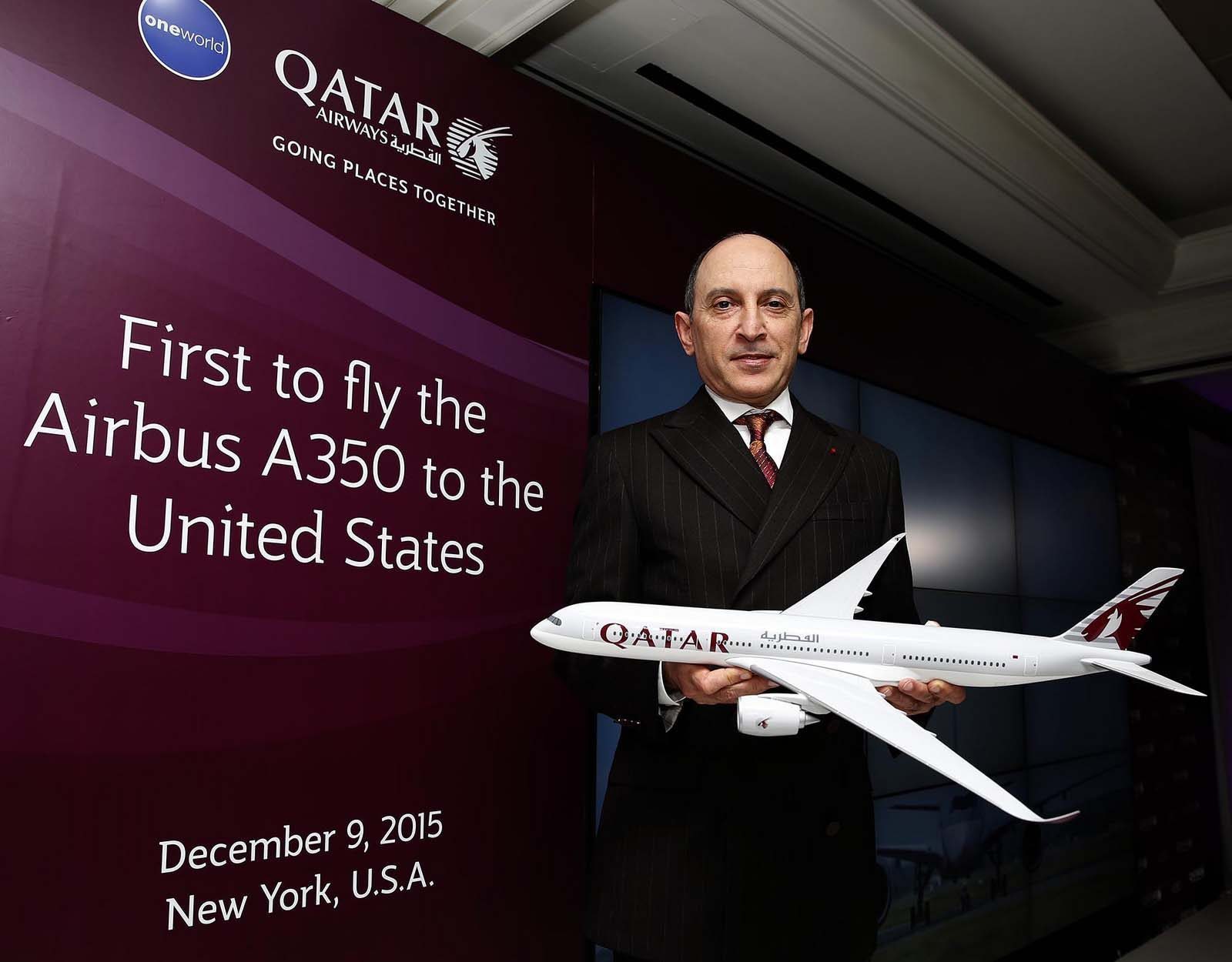 Akbar Al Baker at the launch of A350 services to the USA in December 2015