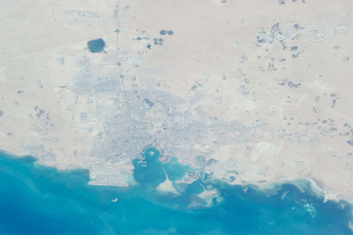 Doha photographed from the ISS, May 2013