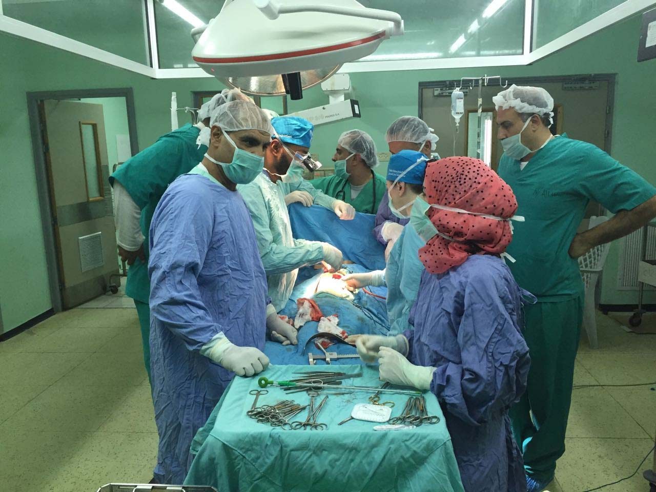 Some of the SIDRA medical team carrying out an operation in Palestine