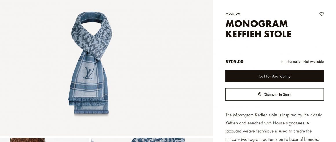 Critican a Louis Vuitton por bufanda inspirada en la keffiyeh palestina